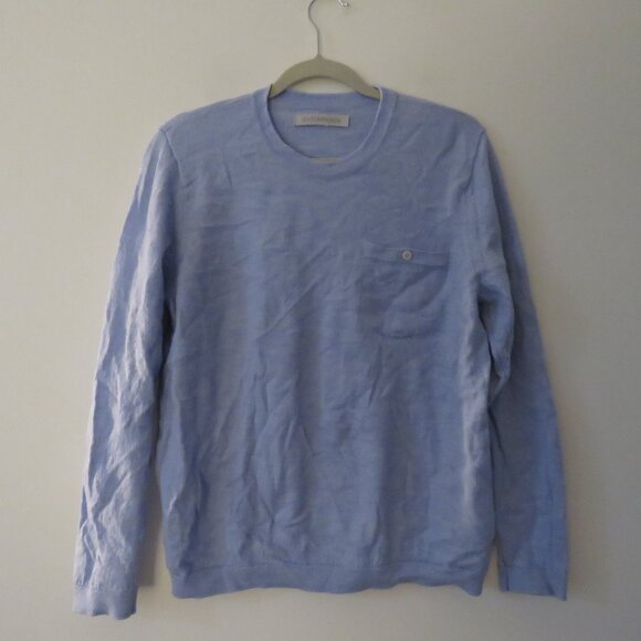 OUTERKNOWN Palisades Pocket Button Crew Merino Wool Sweater in Pale Blue Size L - Picture 2 of 15